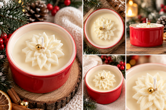 Poinsettia Christmas Candle – Red Ceramic
